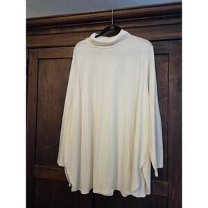 J Jill Luxe Supima Shirttail Turtleneck Tunic Shirt Womens 3X White Long Sleeve